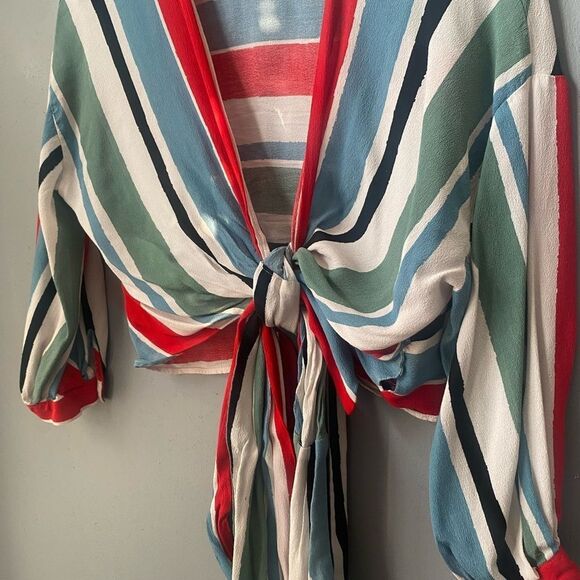 Zara Open Front Tie  Blouse - Picture 2 of 6